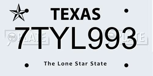 7TYL993 Texas License Plate