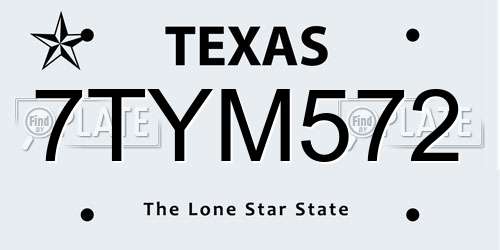 7TYM572 Texas License Plate