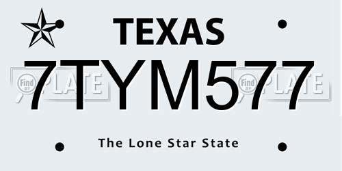 7TYM577 Texas License Plate