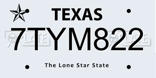7TYM822 Texas License Plate