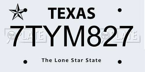 7TYM827 Texas License Plate
