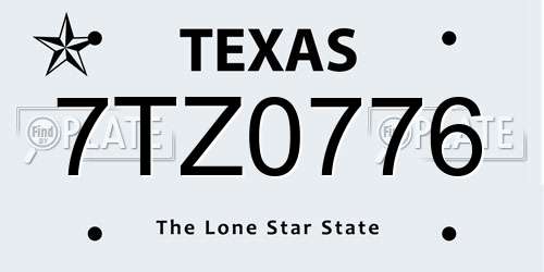 7TZ0776 Texas License Plate