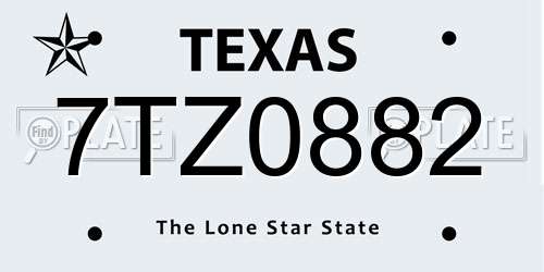7TZ0882 Texas License Plate