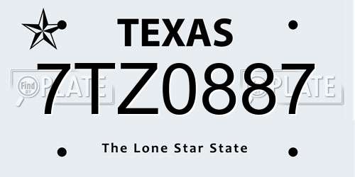 7TZ0887 Texas License Plate