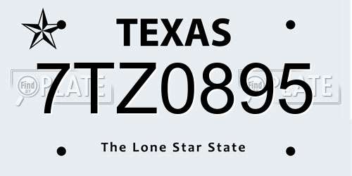 7TZ0895 Texas License Plate