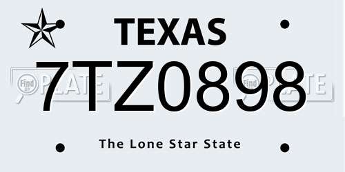7TZ0898 Texas License Plate