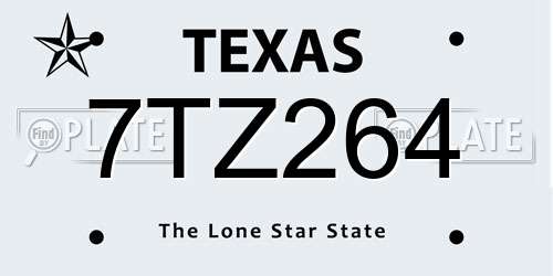 7TZ264 Texas License Plate