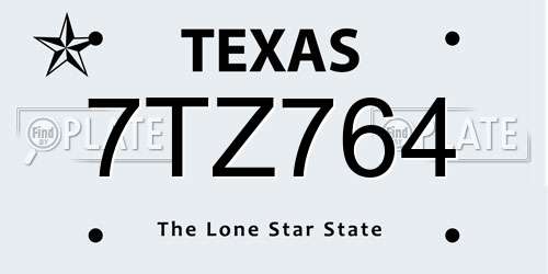 7TZ764 Texas License Plate