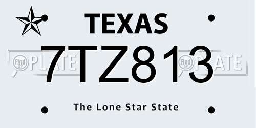 7TZ813 Texas License Plate