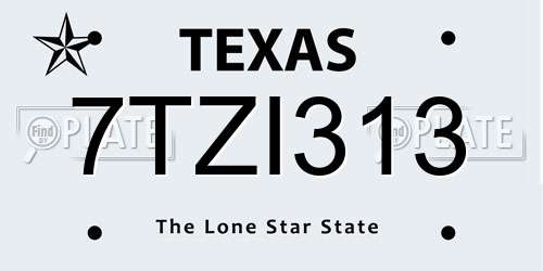 7TZI313 Texas License Plate