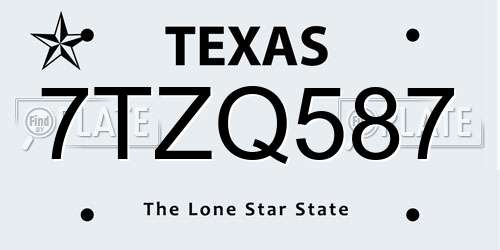 7TZQ587 Texas License Plate