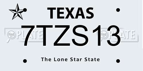 7TZS13 Texas License Plate