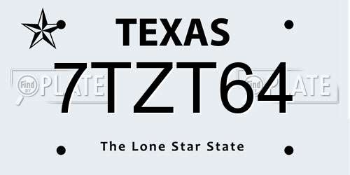 7TZT64 Texas License Plate