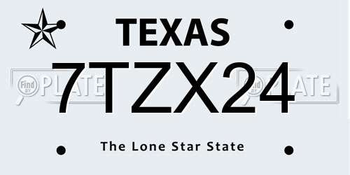 7TZX24 Texas License Plate