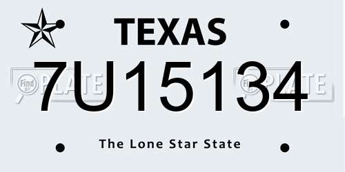 7U15134 Texas License Plate