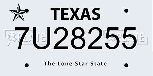 7U28255 Texas License Plate
