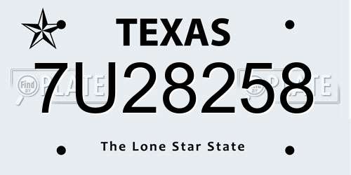 7U28258 Texas License Plate