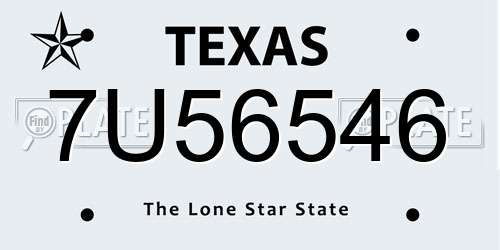 7U56546 Texas License Plate