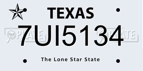 7UI5134 Texas License Plate