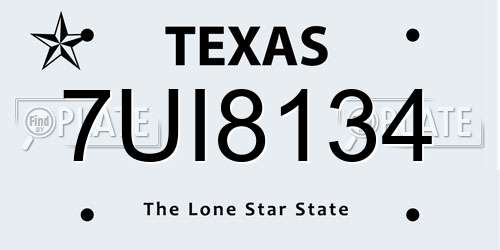 7UI8134 Texas License Plate
