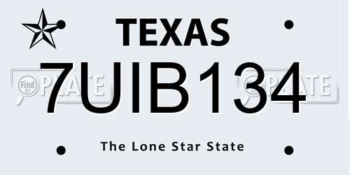 7UIB134 Texas License Plate