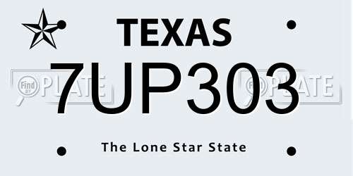 7UP303 Texas License Plate