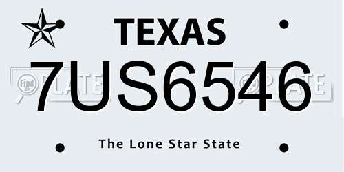 7US6546 Texas License Plate
