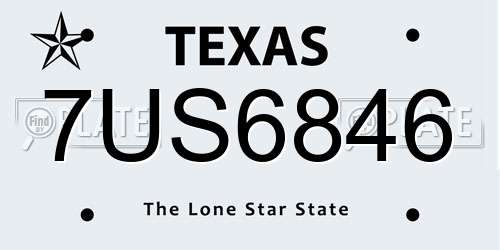 7US6846 Texas License Plate