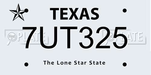 7UT325 Texas License Plate