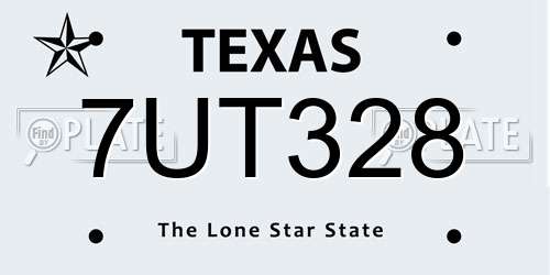 7UT328 Texas License Plate