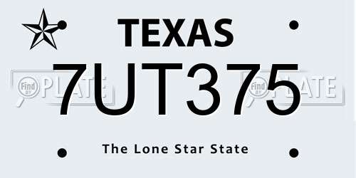 7UT375 Texas License Plate