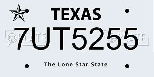 7UT5255 Texas License Plate