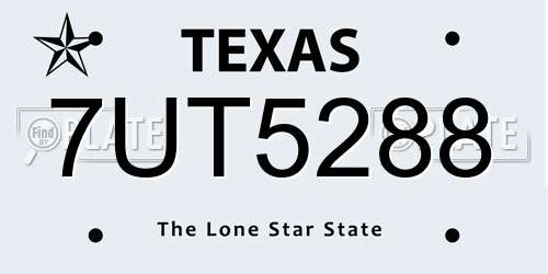 7UT5288 Texas License Plate