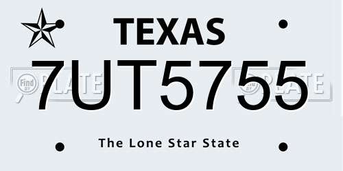 7UT5755 Texas License Plate