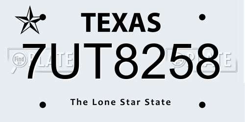 7UT8258 Texas License Plate