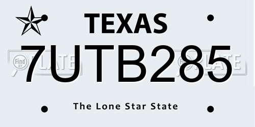 7UTB285 Texas License Plate