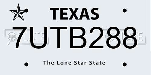 7UTB288 Texas License Plate