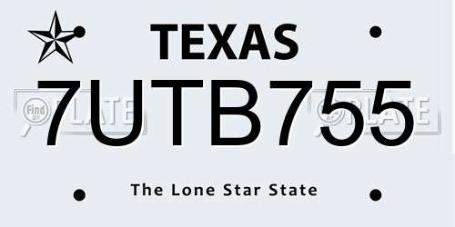 7UTB755 Texas License Plate