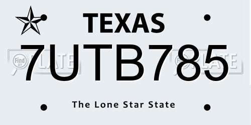 7UTB785 Texas License Plate