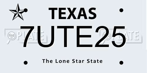 7UTE25 Texas License Plate