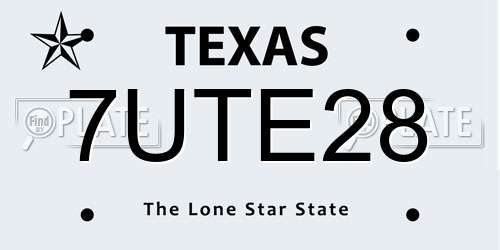 7UTE28 Texas License Plate