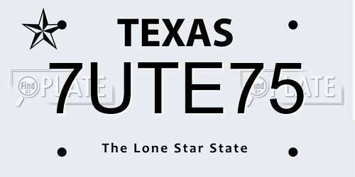 7UTE75 Texas License Plate