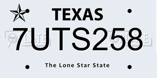 7UTS258 Texas License Plate