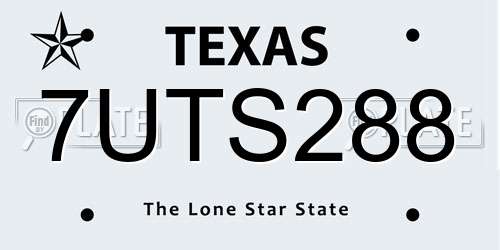 7UTS288 Texas License Plate