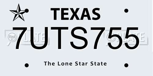 7UTS755 Texas License Plate