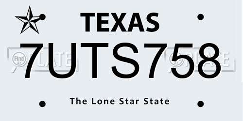 7UTS758 Texas License Plate