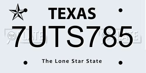 7UTS785 Texas License Plate