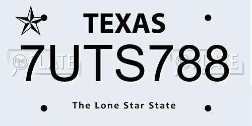 7UTS788 Texas License Plate