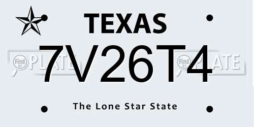7V26T4 Texas License Plate