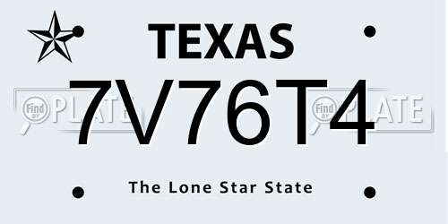 7V76T4 Texas License Plate